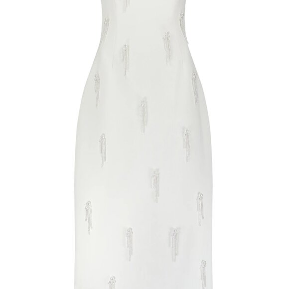Odd Muse White Pearl Embellished Midi Dress - Picture 3 of 6